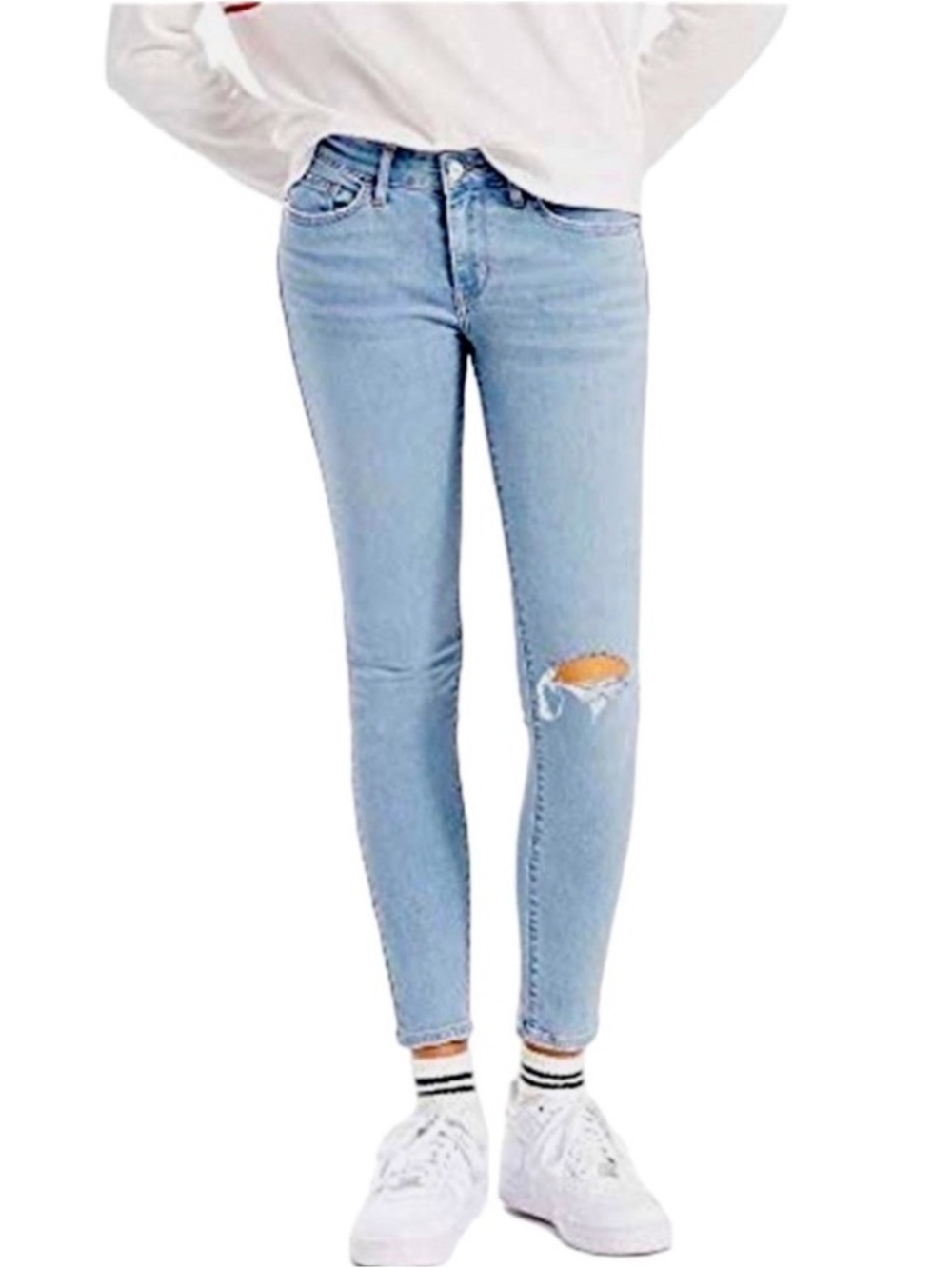 Levi's Women's 711 mid rise stretch Skinny Ankle Jeans Azure Mania